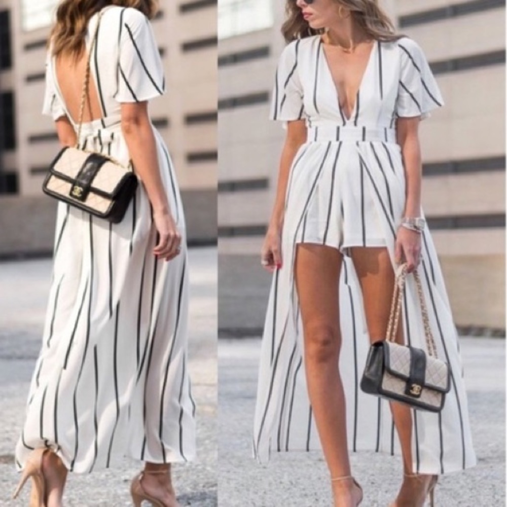 Crystal doll short romper with long dress cover